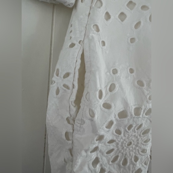 Nordstrom White Eyelet Collared Lined Dress Pockets Beach Wedding Size 5 - Picture 7 of 15